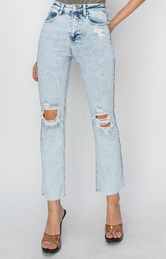 HiRise Acid Wash Straight Jeans