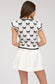 Graphic Bow Ruffle Sleeve Top