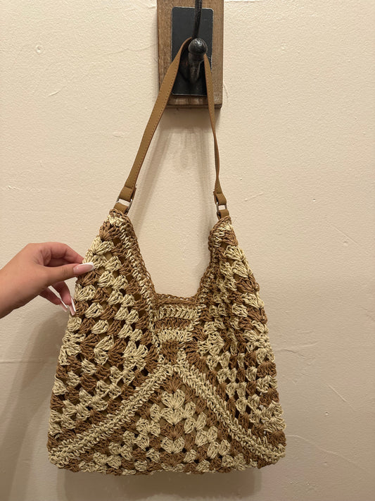 2 Tone Woven Shoulder Bag