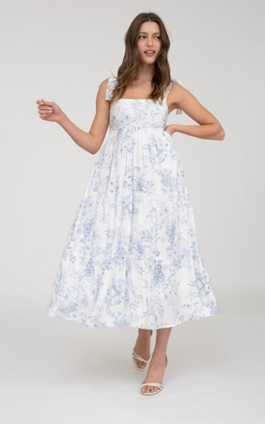 Fruit Blossom Tiered Midi Dress