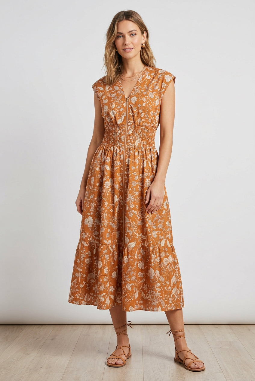 Front Zip Midi Dress