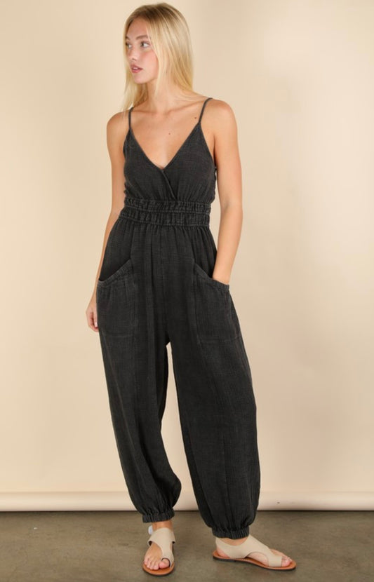 Mineral Washed Cotton Jumpsuit