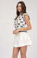 Graphic Bow Ruffle Sleeve Top