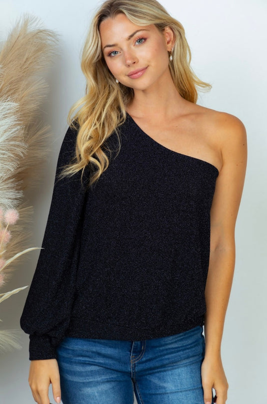 One Sleeve Metallic Top