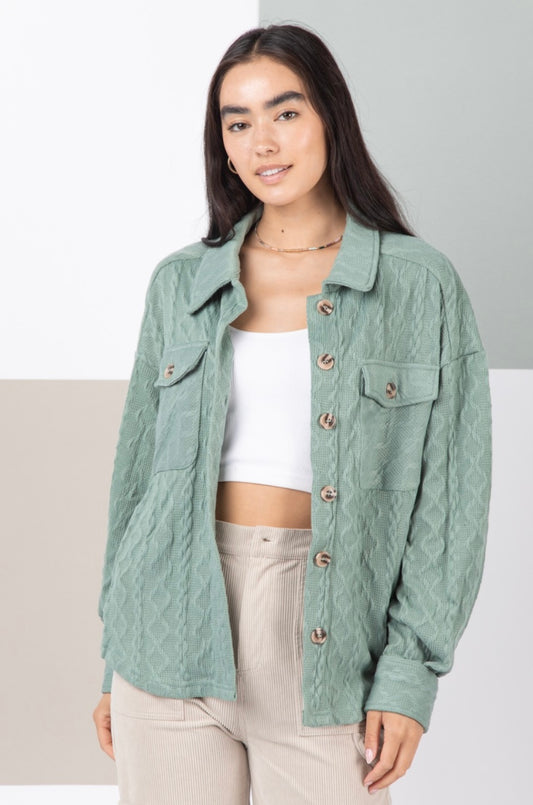 Cable Knit Casual Shacket