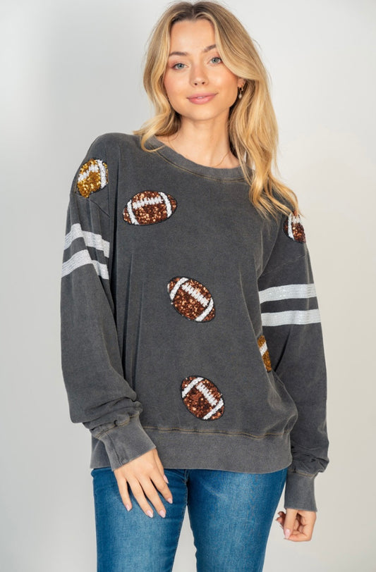 Sequin Football Crewneck