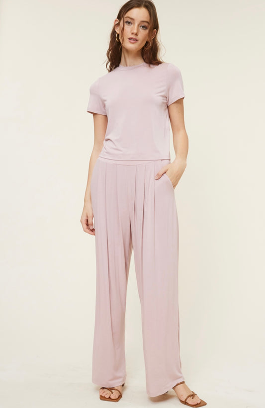 Short Sleeve Palazzo Pant Set