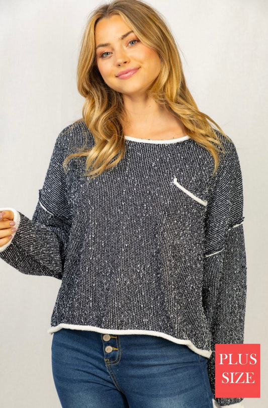 Long Sleeve Cropped Pullover Sweater