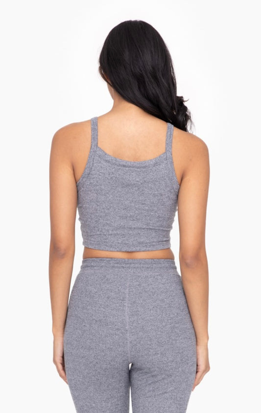 Brushed Cropped Henley Cami Top