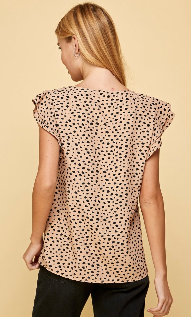 Double Ruffle Sleeve Leopard Print Top
