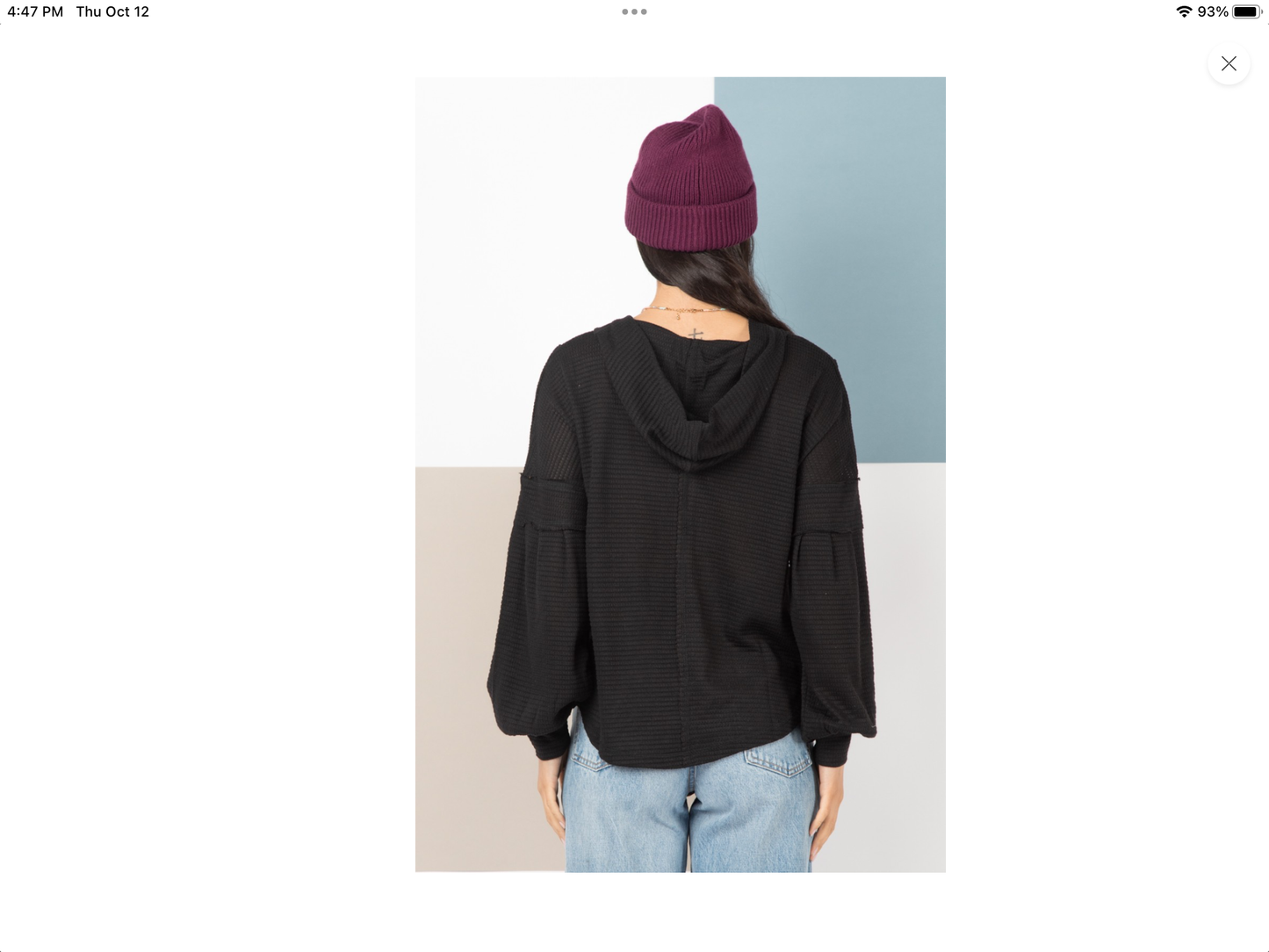 Raw Edge Hooded Knit Top