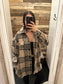 Oversized Tan and Black Plaid Jacket