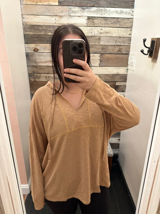 French Terry Hoodie With Reverse Stitching