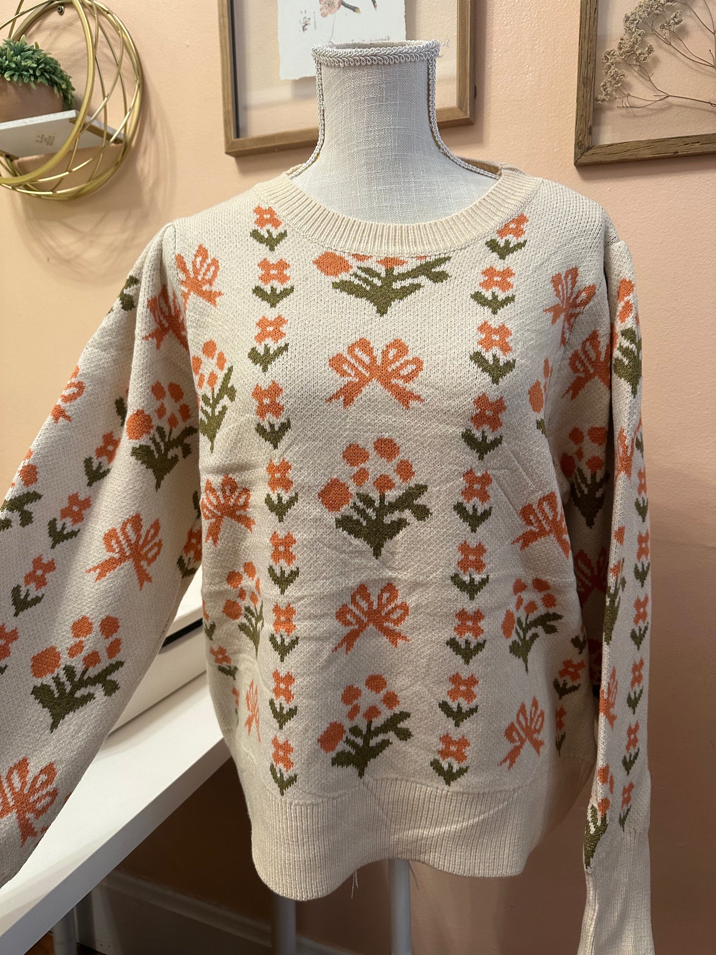 Fall Leaves Cream Sweater