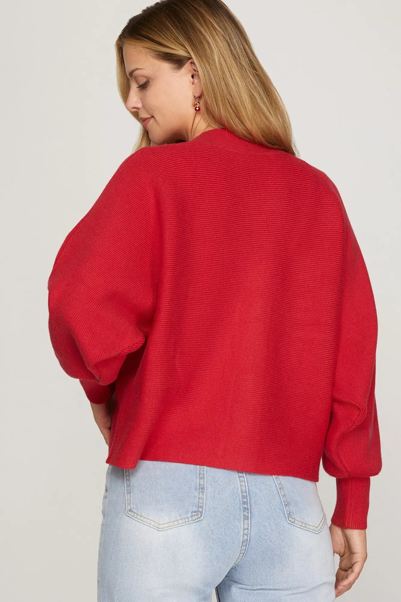 Red Front Bow Sweater Cardigan
