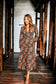 Printed Surplice Neck Long Sleeve Dress