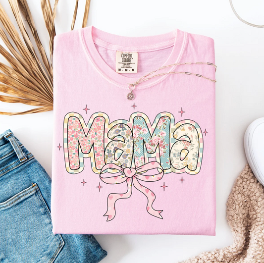Floral & Checkered Mama Graphic Tee
