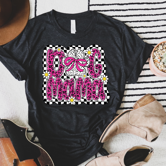 Checkered & Leopard Dog Mama Graphic Tee