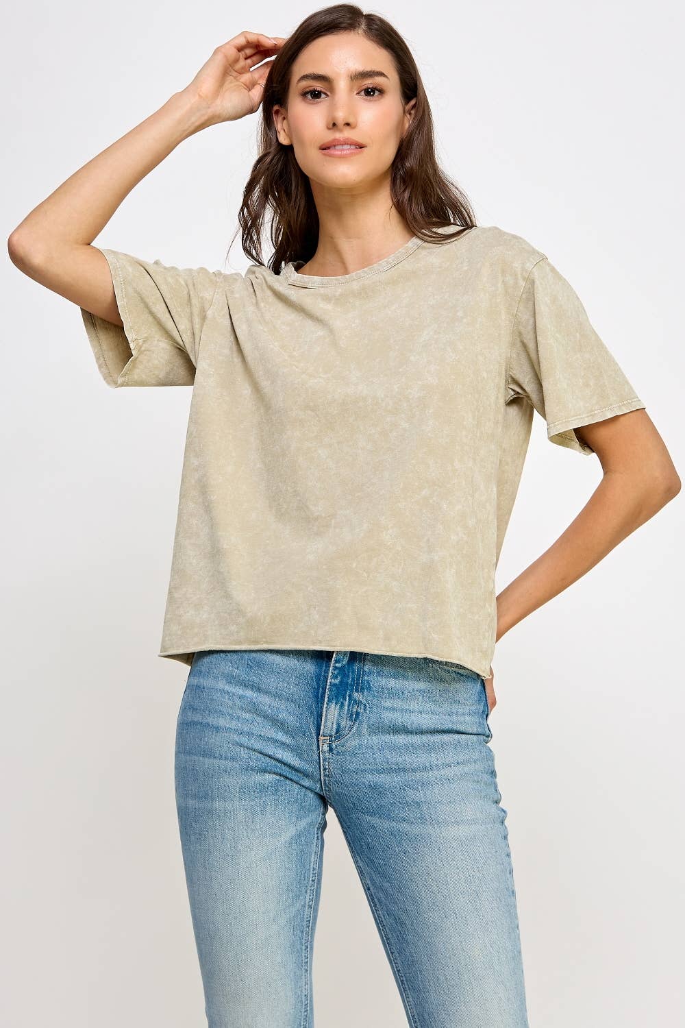 Blank Mineral Washed Long Cropped T-Shirt