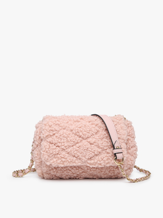 JN2409 Sofia Sherpa Crossbody w/ Chain Strap