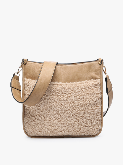 M1977TED Chloe Teddy Trim Crossbody with Guitar Strap