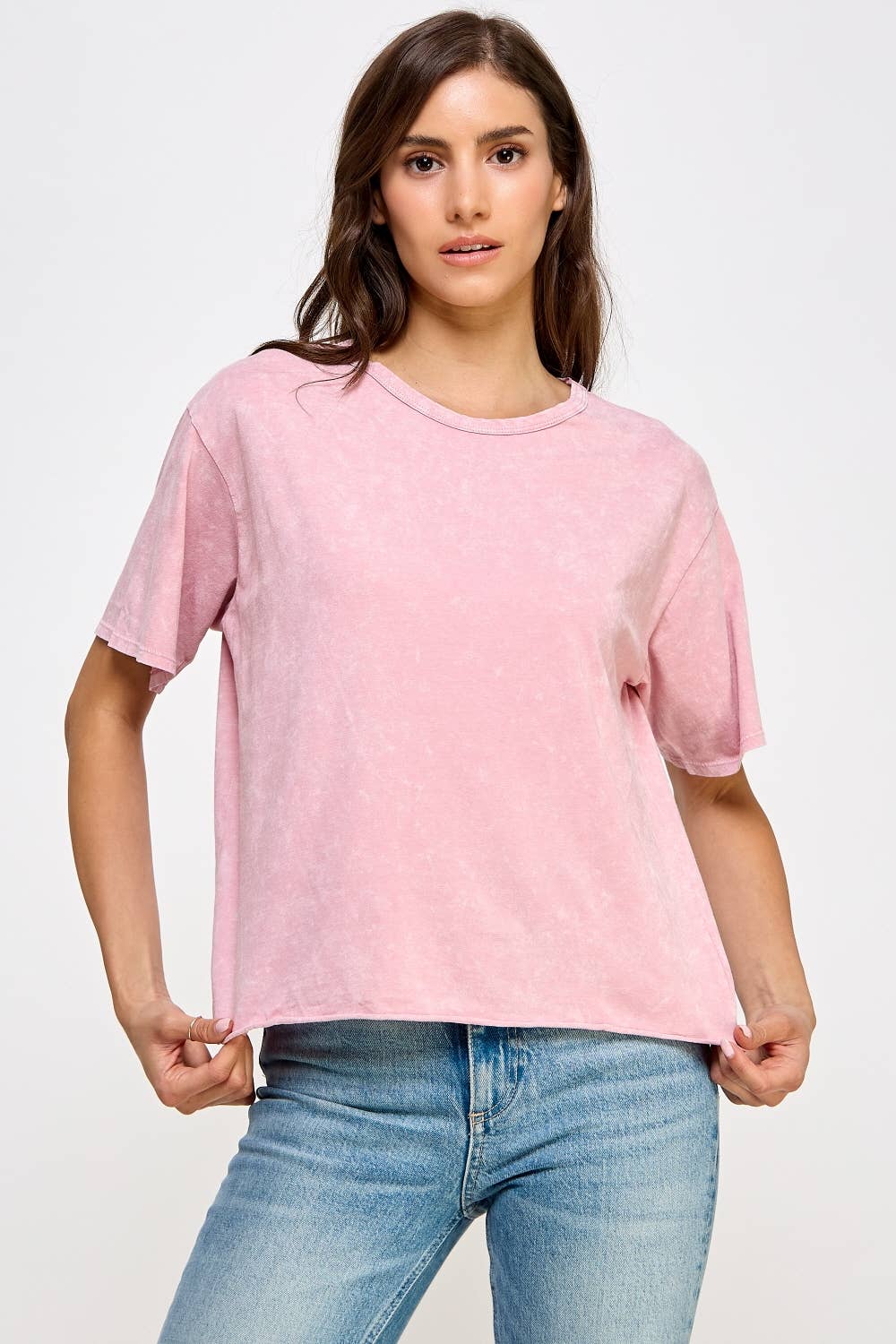 Blank Mineral Washed Long Cropped T-Shirt
