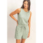 Drawstring Waist Sleeveless Romper