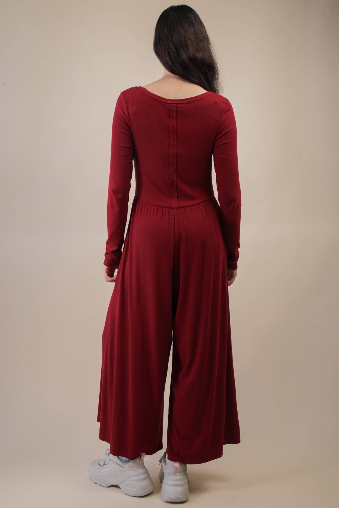 Wide Leg Solid Knit Casual Jumpsuit