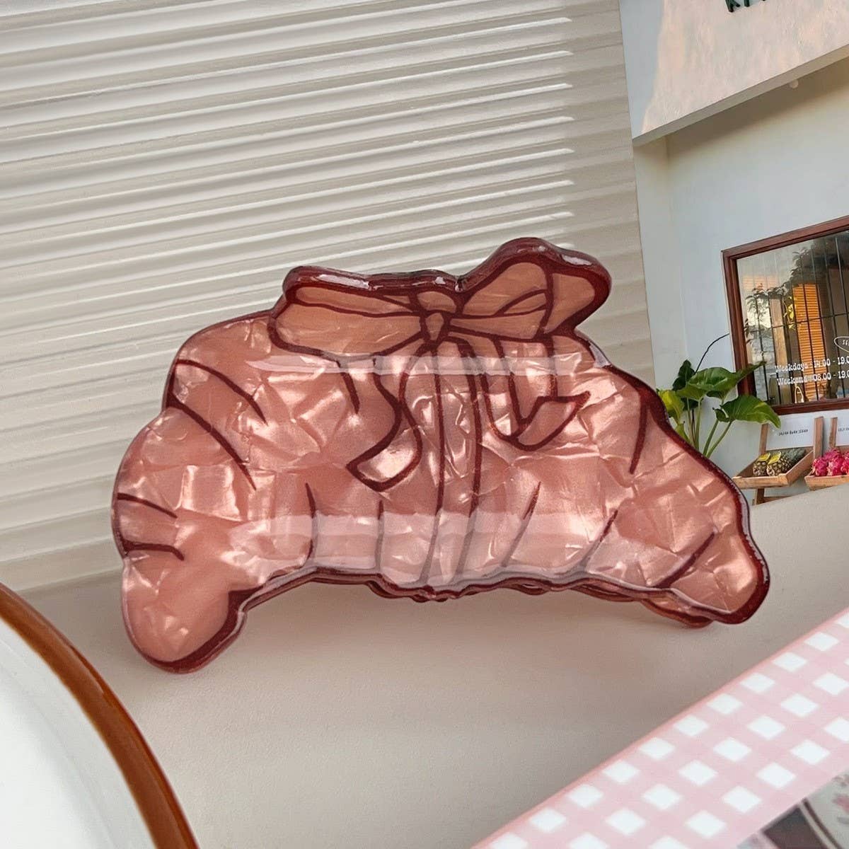 COFFEE CUP CROISSANT HAIR CLAW CLIPS | 40H1034