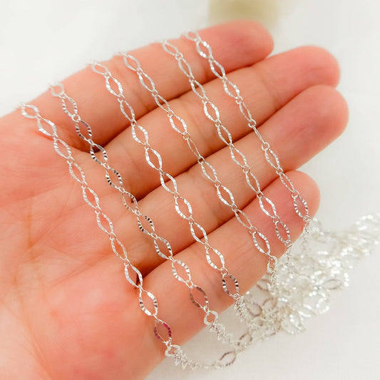 1370SBSS. Sterling Silver Diamond Cut Oval Cable Link Chain