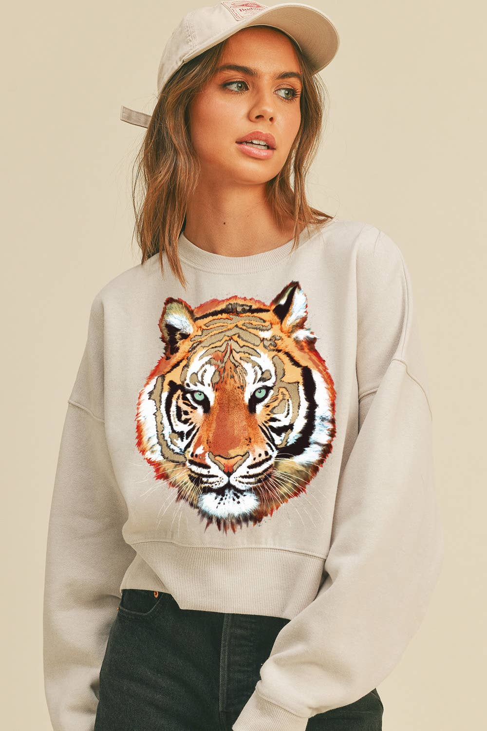 Wild Tiger Short Cropped Long Sleeve Sweatshirt