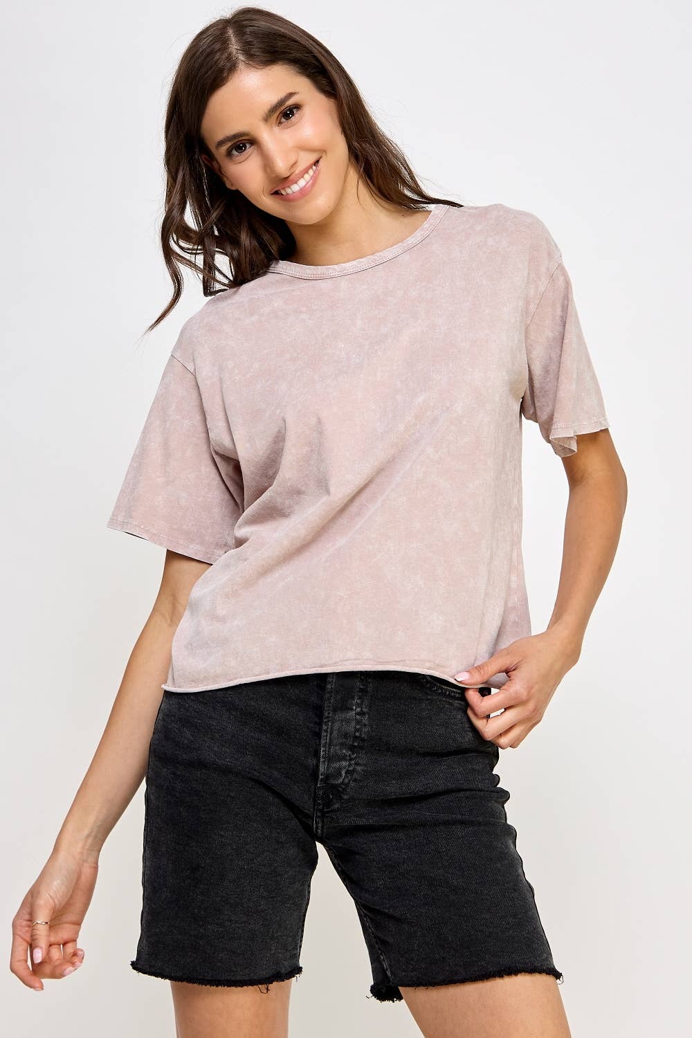 Blank Mineral Washed Long Cropped T-Shirt