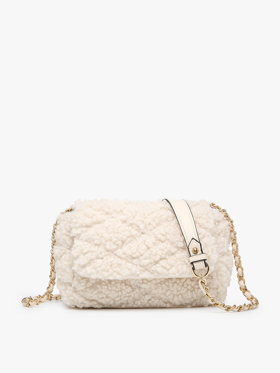 JN2409 Sofia Sherpa Crossbody w/ Chain Strap
