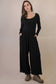 Wide Leg Solid Knit Casual Jumpsuit