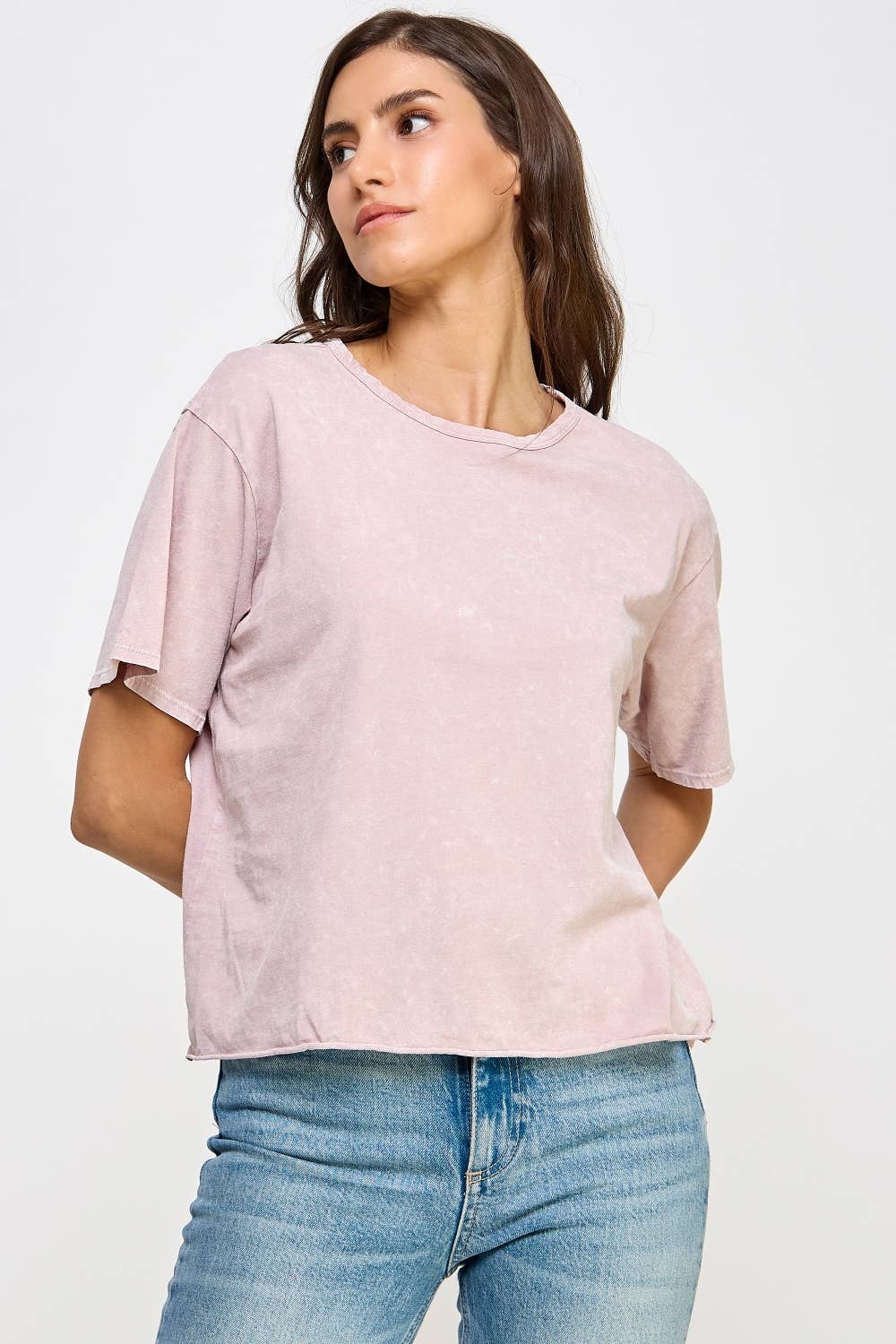 Blank Mineral Washed Long Cropped T-Shirt