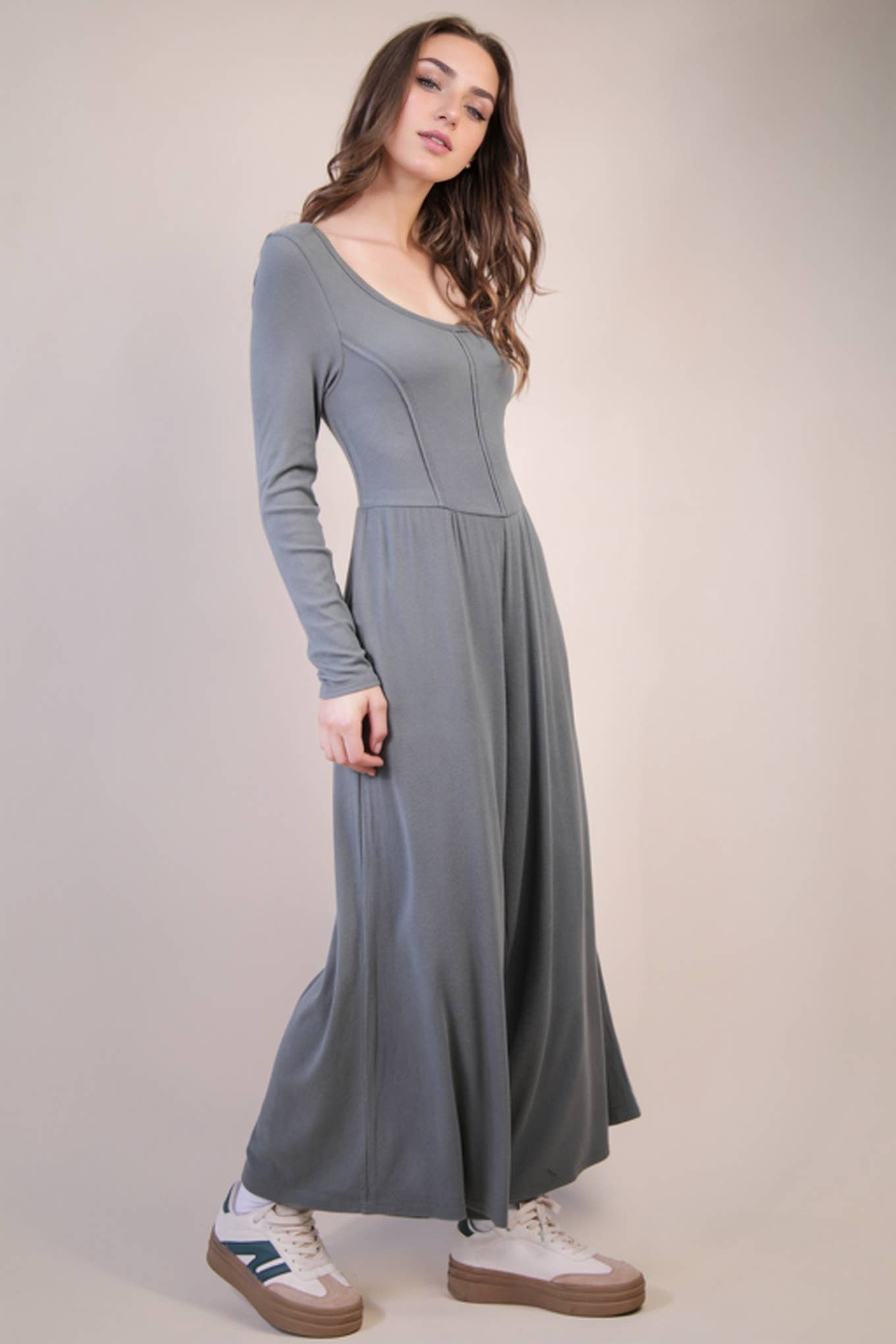 Wide Leg Solid Knit Casual Jumpsuit