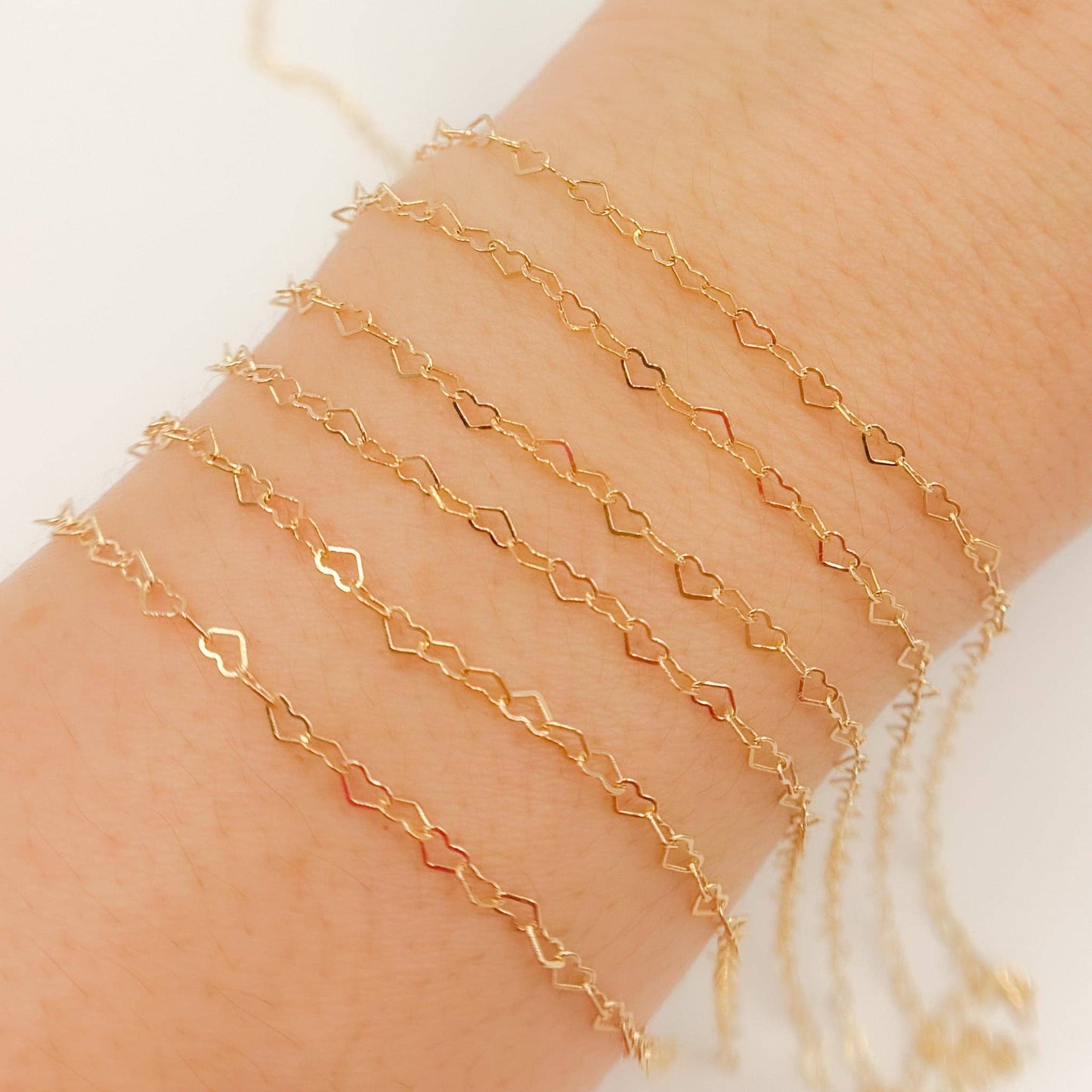 A35F/SPGF. 14K Gold Filled Flat Heart Link Chain