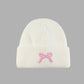 SOFT RIBBED KNIT BOW ACCENT BEANIES HAT | 40BN916