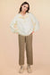 Mock Neck Mineral Washed Knit Causal Top