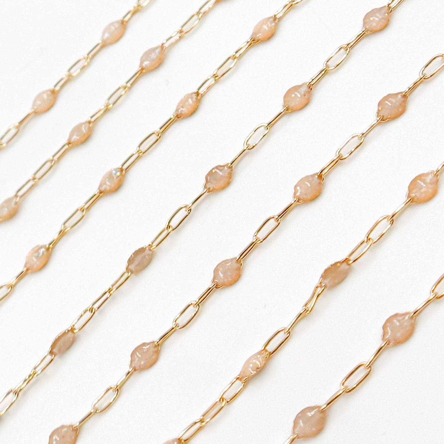 V250-OP1GF. Gold Filled Golden Shade Color Opal Enamel Cable Chain