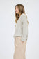 STRIPED DROP SHOULDER V NECK KNIT TOP