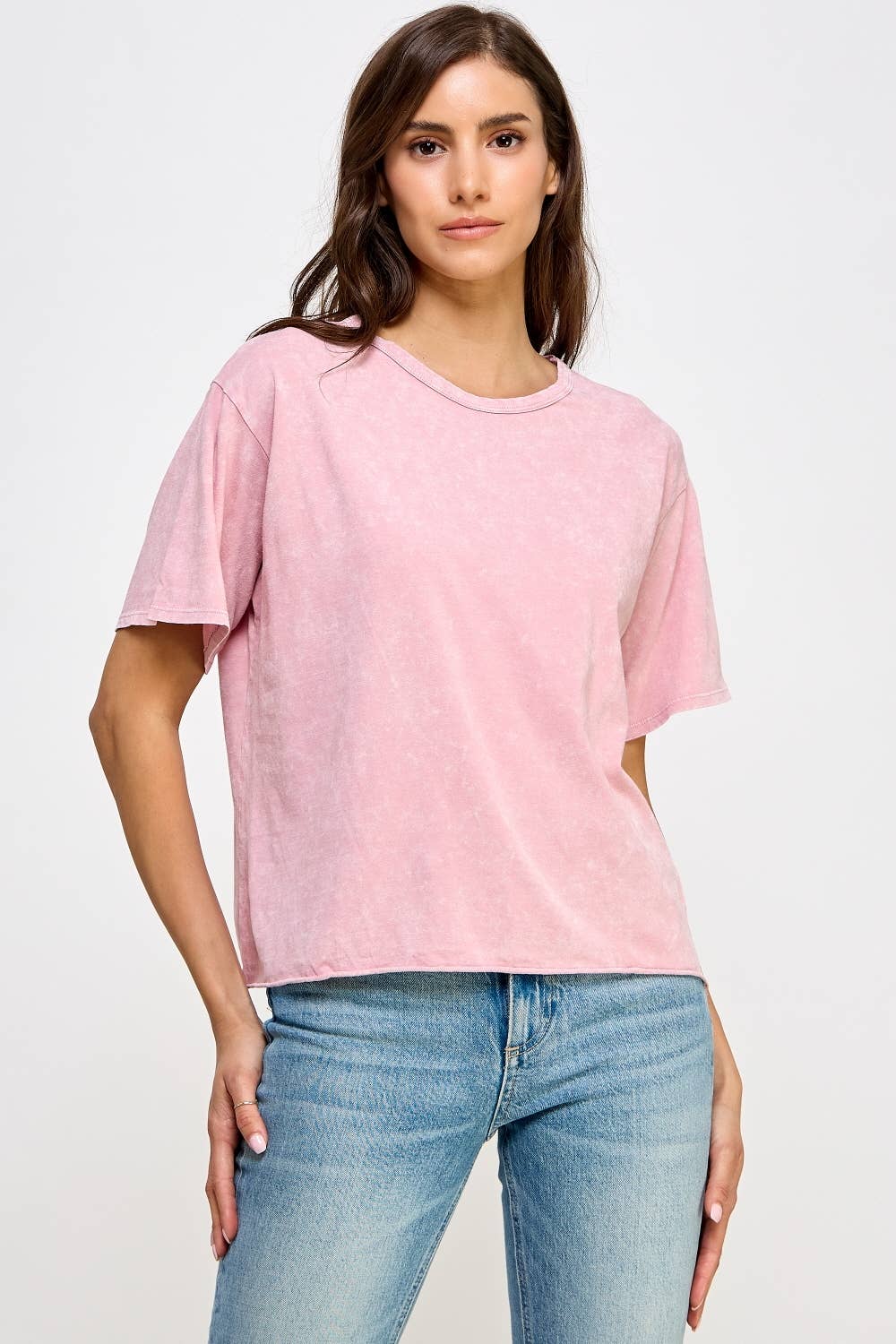 Blank Mineral Washed Long Cropped T-Shirt