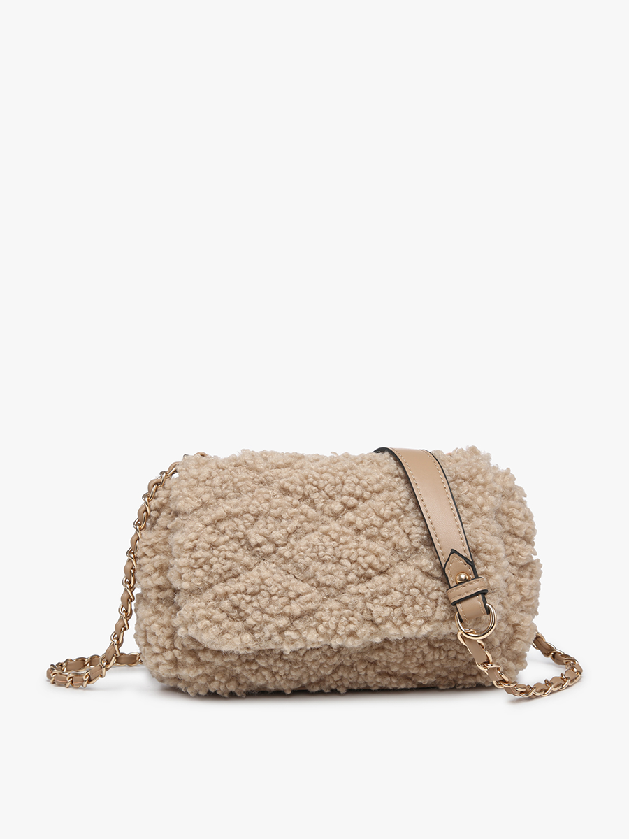 JN2409 Sofia Sherpa Crossbody w/ Chain Strap