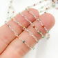 MGS24. Multi Gemstone White Sterling Silver Wire Chain