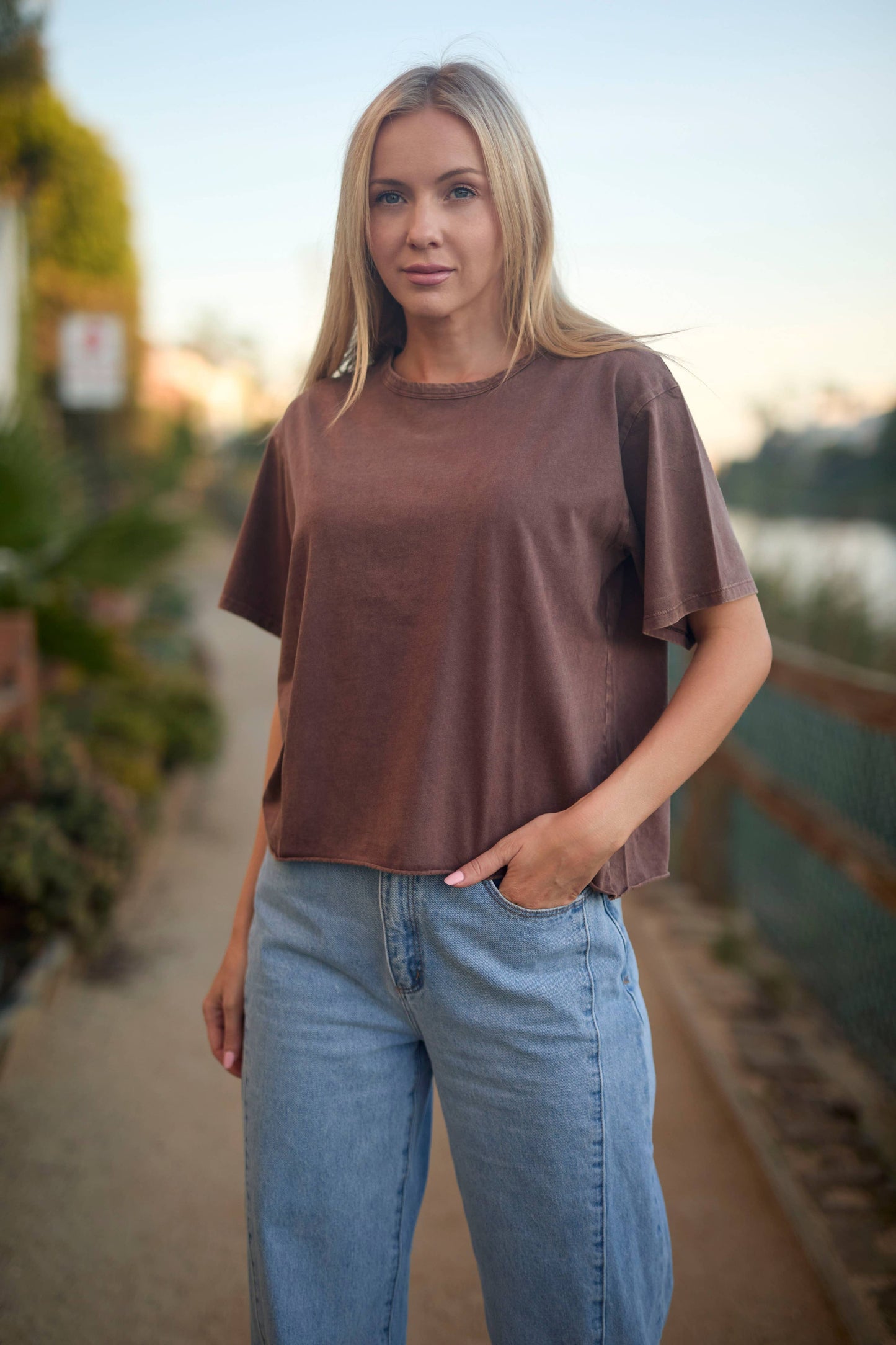 Blank Mineral Washed Long Cropped T-Shirt