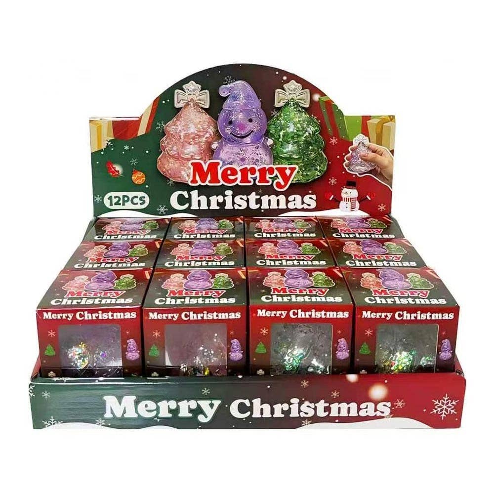 12PCS - Glitter Christmas Tree Squeeze Squishy Stress Relief Toy