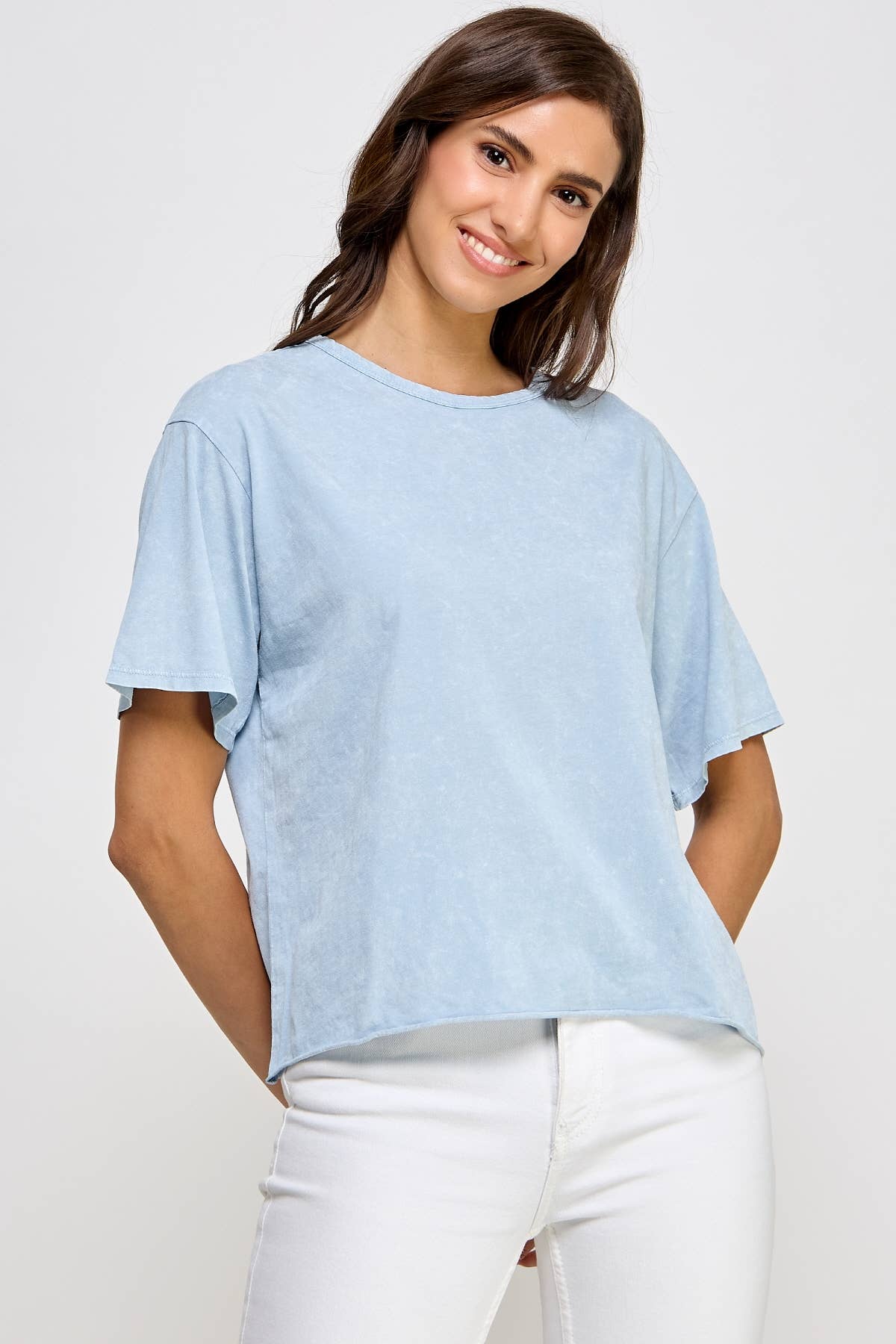 Blank Mineral Washed Long Cropped T-Shirt