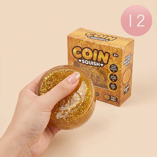 12PCS - Gold Coin Squeeze Squishy Stress Relief Toy