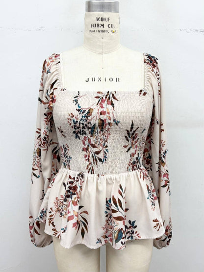 Floral Smocked Peplum Top