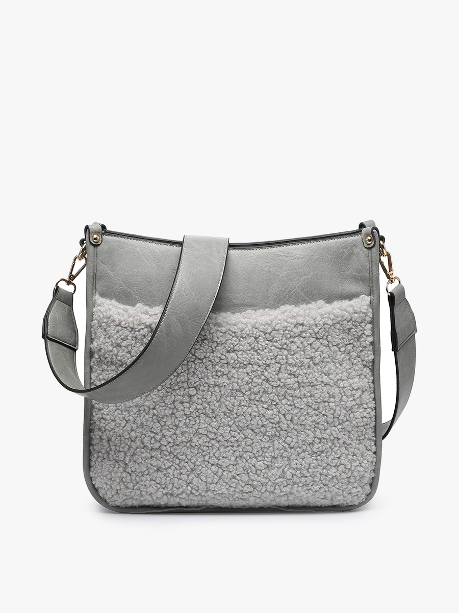 M1977TED Chloe Teddy Trim Crossbody with Guitar Strap